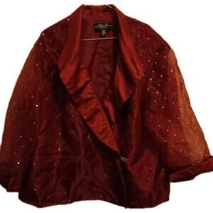 R&M Collection Evening Jacket, Women's Plus Sz 24W, Burgundy Diamond Design EUC